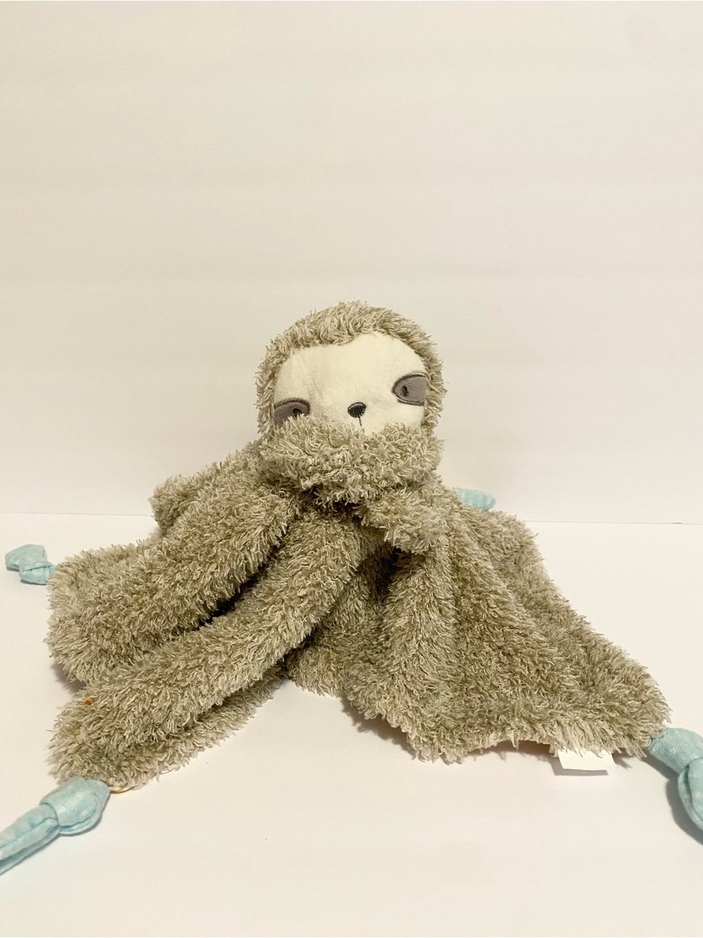 Ingenuity Sloth Lovey Plush Security Blanket Brown Blue Knots Cuddle Toy